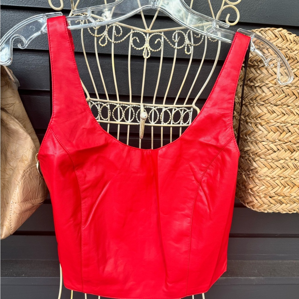 Vibrant Red Fitted Crop Bustier Tank Top